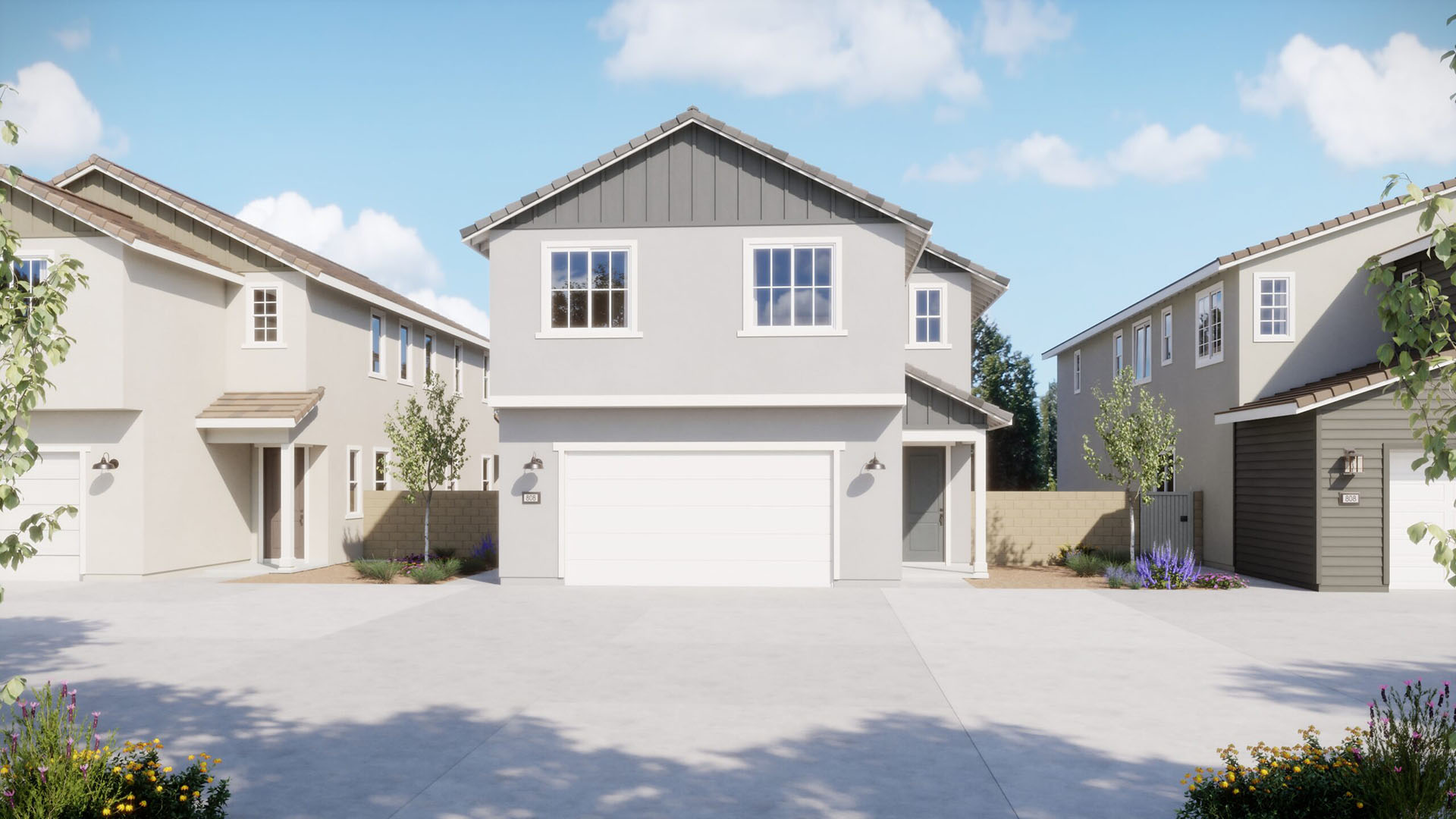 Farmhouse Elevation - Plan 3 - Oak - Harvest at Limoneira